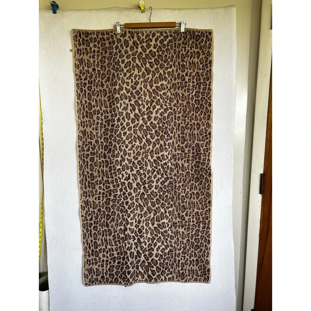 2 Vtg Ralph Lauren Aragon Leopard Print Bath Towel Cheetah USA 27x51